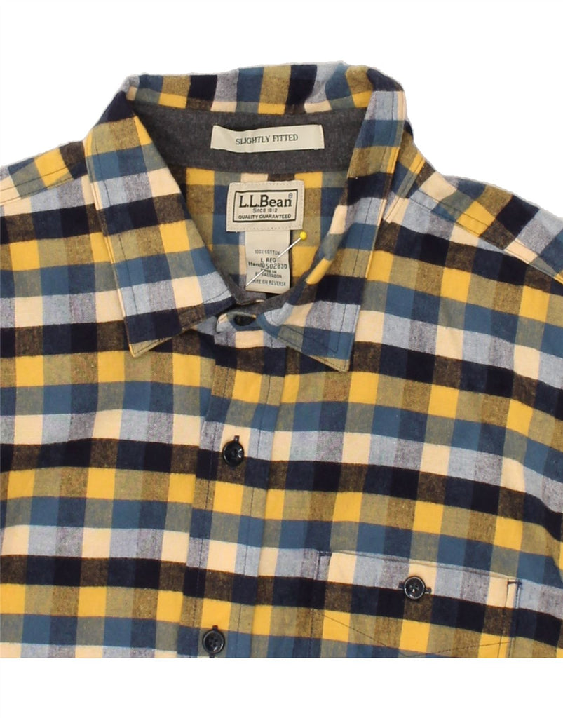 L.L.BEAN Mens Slightly Fitted Shirt Large Yellow Check Cotton | Vintage L.L.Bean | Thrift | Second-Hand L.L.Bean | Used Clothing | Messina Hembry 