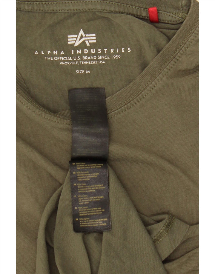 Alpha Industries Mens T-Shirt Top Medium Khaki Cotton