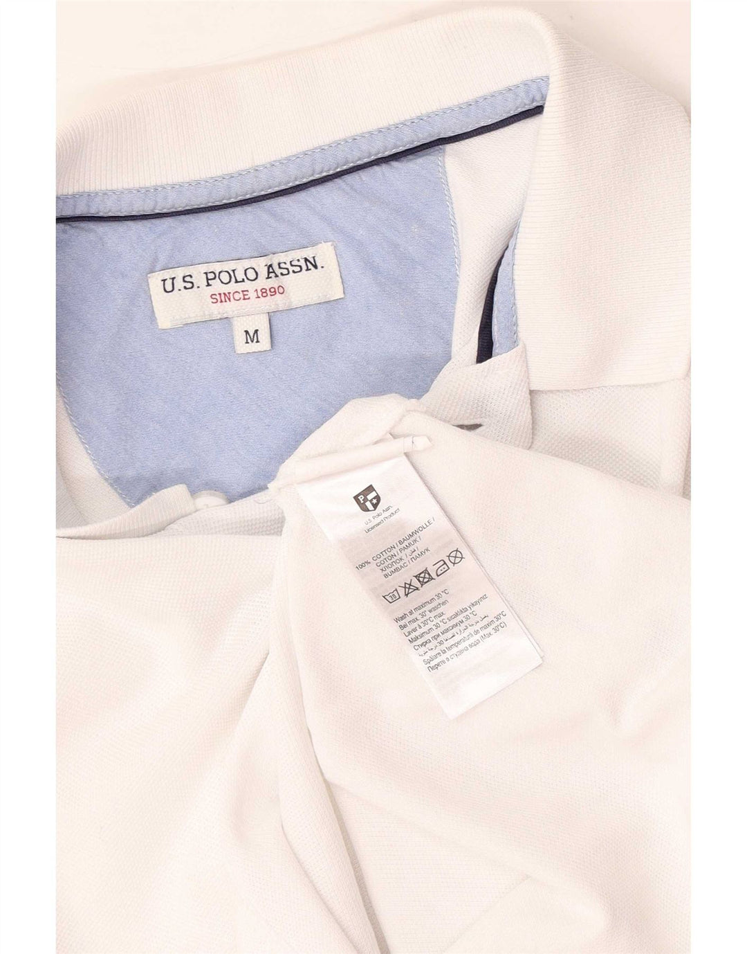 U.S. Polo Assn. Mens Polo Shirt Medium White Cotton