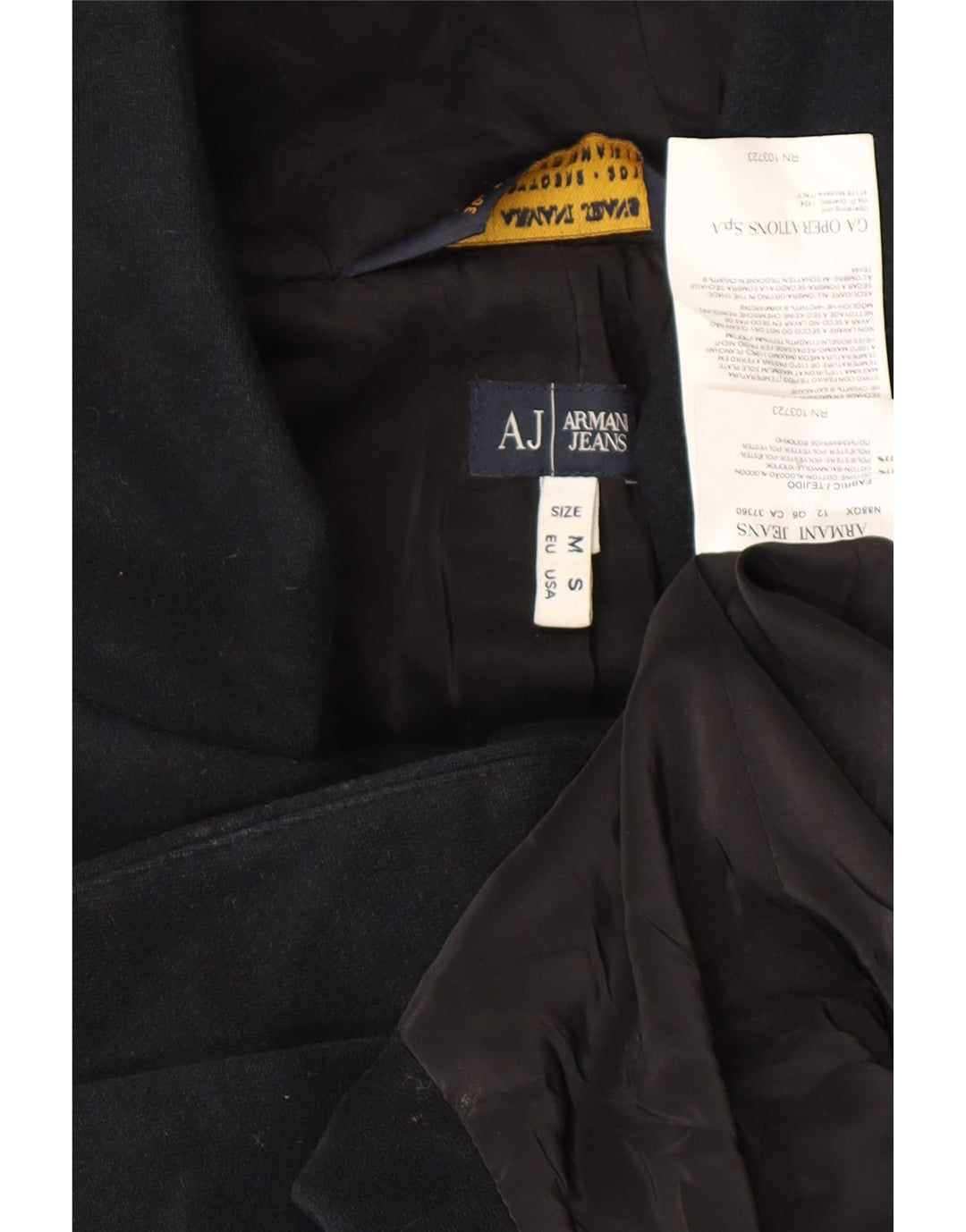 Armani Jeans Womens Hooded Overcoat UK 14 Medium Black Cotton