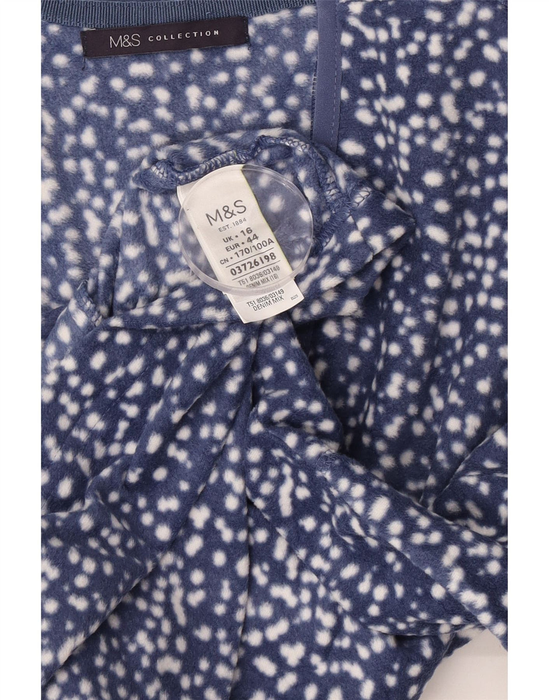 Marks & Spencer Womens Fleece Jacket UK 16 Large Navy Blue Spotted
