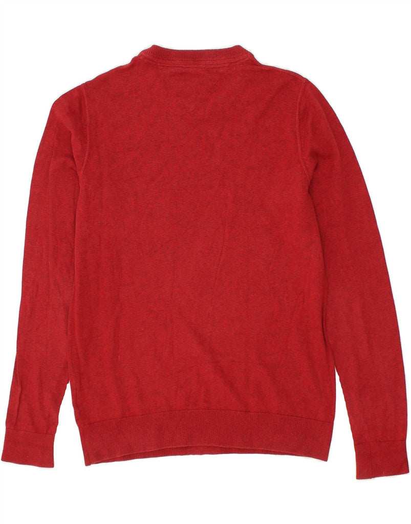 TOMMY HILFIGER Womens Crew Neck Jumper Sweater UK 14 Medium Red Cotton | Vintage Tommy Hilfiger | Thrift | Second-Hand Tommy Hilfiger | Used Clothing | Messina Hembry 