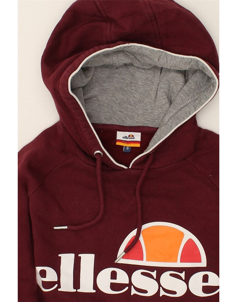 ELLESSE Mens Graphic Hoodie Jumper Small Maroon Cotton | Vintage Ellesse | Thrift | Second-Hand Ellesse | Used Clothing | Messina Hembry 