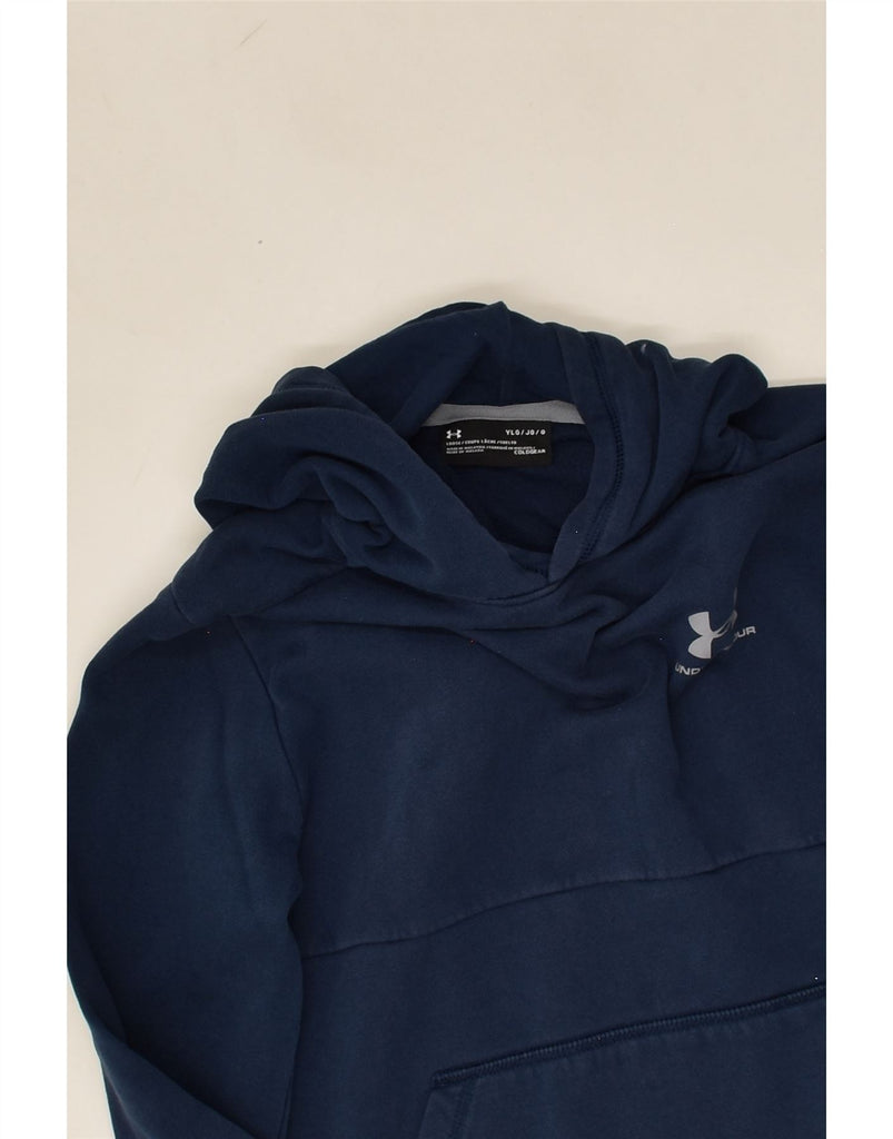 UNDER ARMOUR Boys Cold Gear Hoodie Jumper 11-12 Years Navy Blue Cotton | Vintage Under Armour | Thrift | Second-Hand Under Armour | Used Clothing | Messina Hembry 