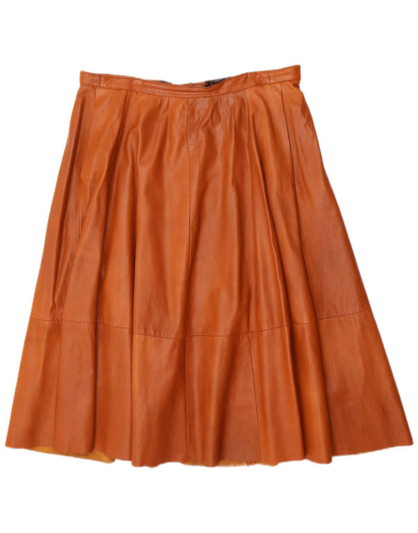 Vintage Womens Leather Skirt W36 XL Brown Leather