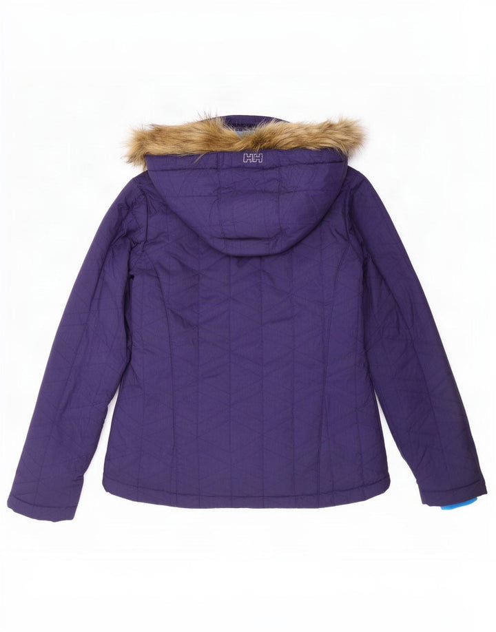 Helly Hansen Womens Hooded Ski Jacket UK 14 Large Purple Polyester
