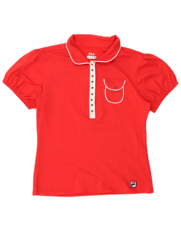 FILA Womens Polo Shirt UK 16 Large Red Cotton