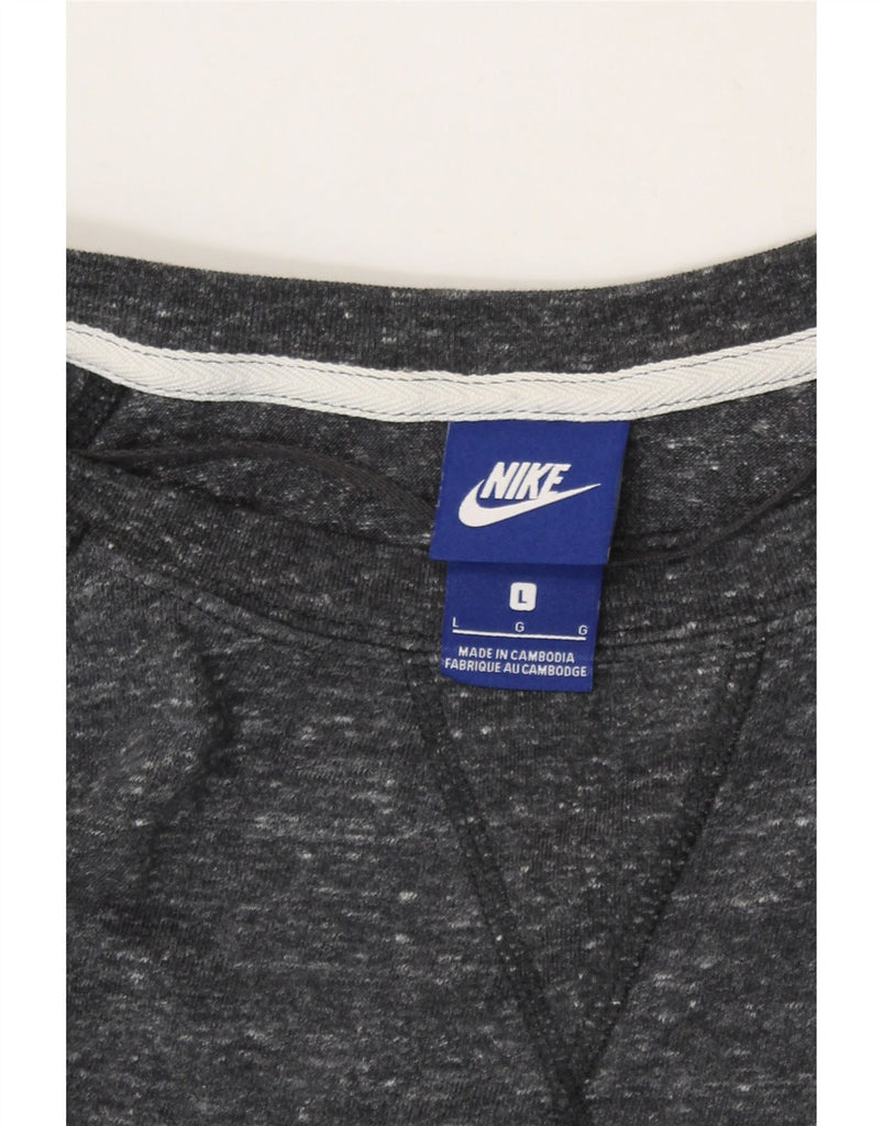 NIKE Womens Oversized Sweatshirt Jumper UK 16 Large Grey Flecked Cotton Vintage Nike and Second-Hand Nike from Messina Hembry 