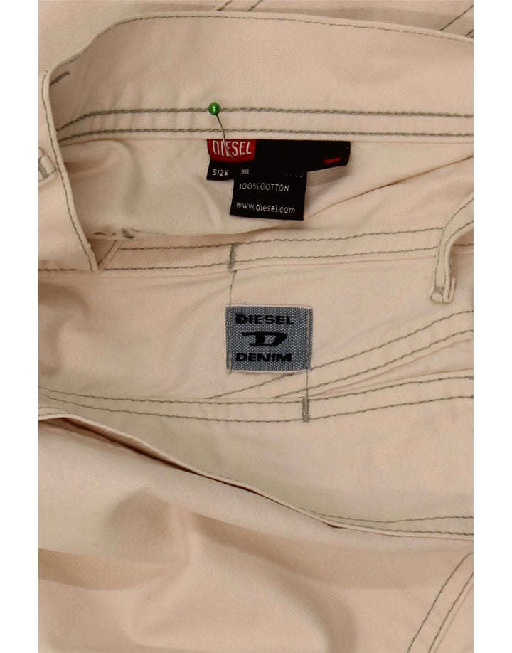 Diesel Mens Straight Cargo Trousers W38 L31 Off White Cotton