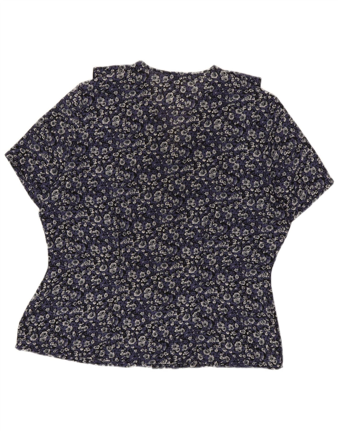 Marks & Spencer Womens Shirt Blouse UK 16 Large Navy Blue Floral