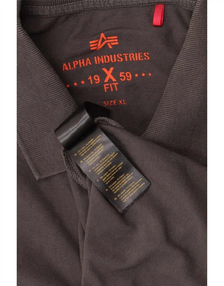ALPHA INDUSTRIES Mens Polo Shirt XL Grey Cotton