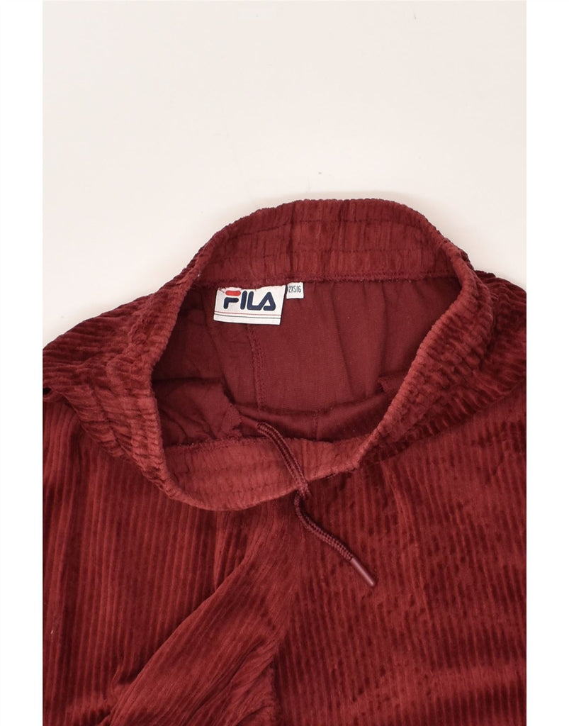 FILA Womens Joggers Corduroy Trousers 2XS W26 L28  Maroon Cotton | Vintage Fila | Thrift | Second-Hand Fila | Used Clothing | Messina Hembry 