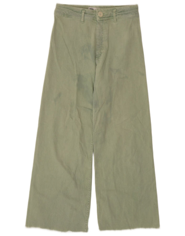 Zara Womens High Rise Wide Leg Jeans EU 40 Medium W30 L27 Green