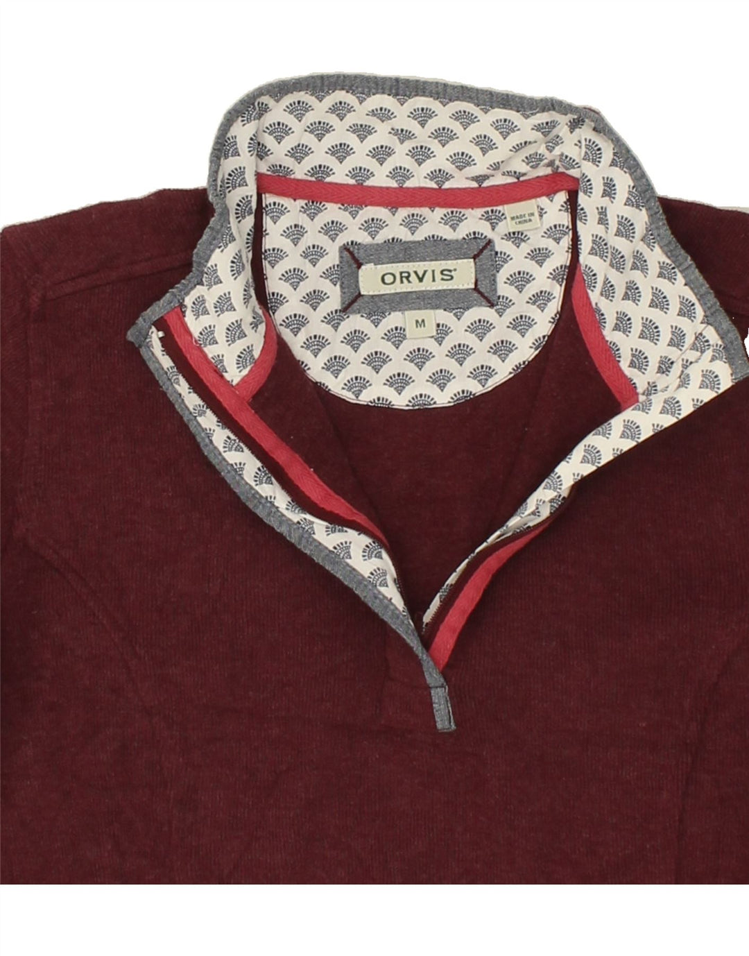 ORVIS Womens Loose Fit Zip Neck Sweatshirt Jumper UK 14 Medium Maroon Vintage Orvis and Second-Hand Orvis from Messina Hembry 