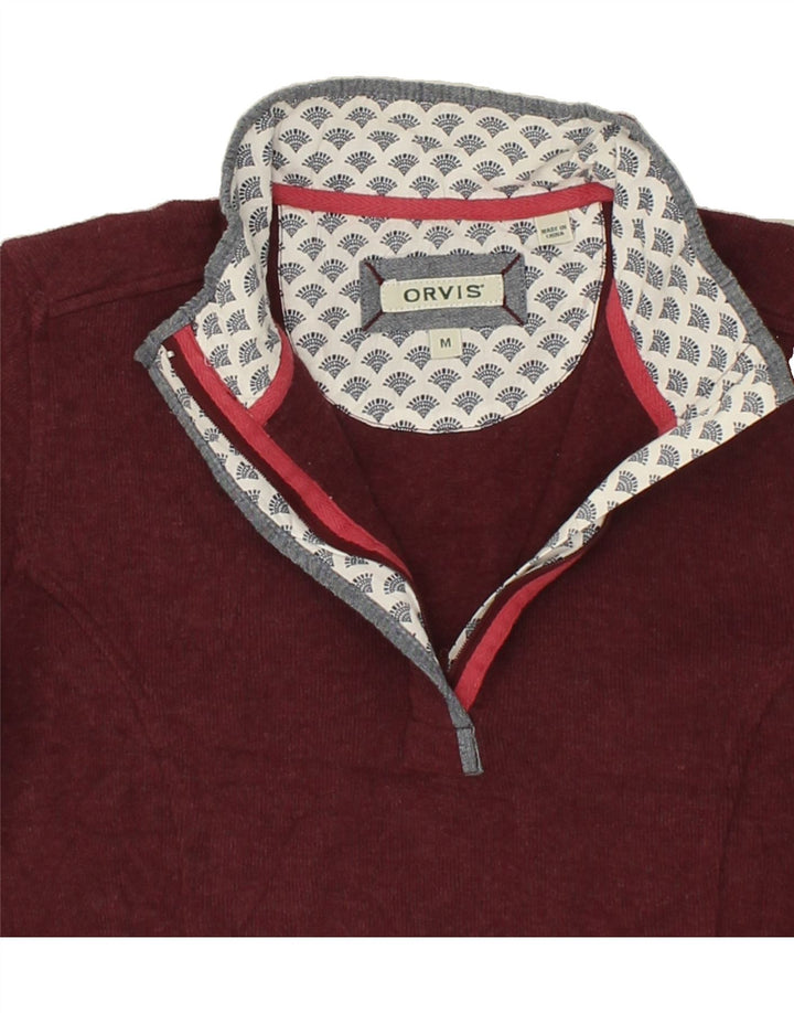 ORVIS Womens Loose Fit Zip Neck Sweatshirt Jumper UK 14 Medium Maroon Vintage Orvis and Second-Hand Orvis from Messina Hembry 