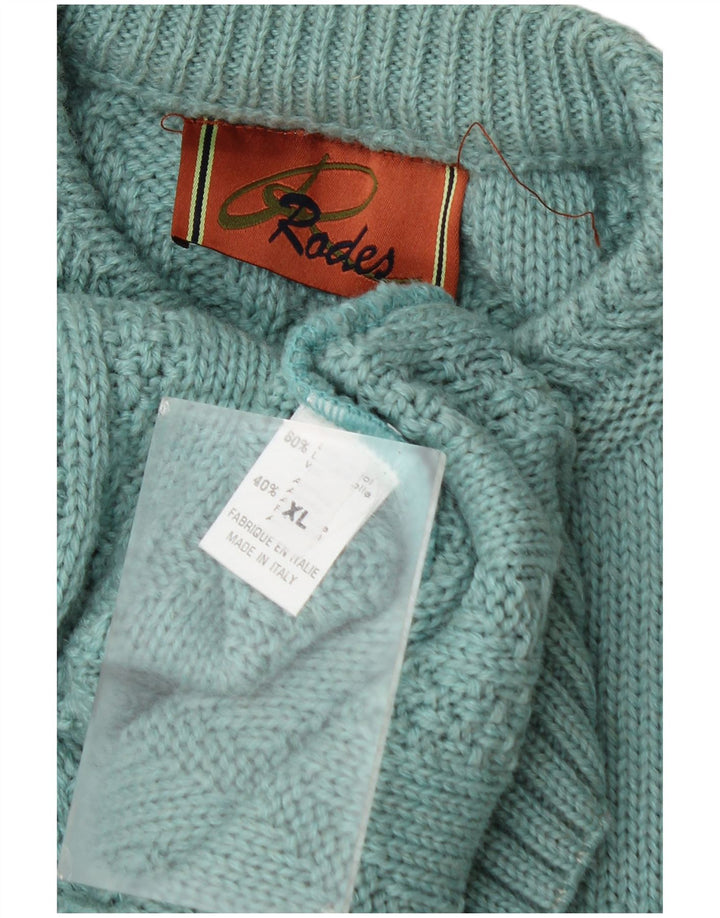 Rodes Mens Crew Neck Jumper Sweater XL Green Wool