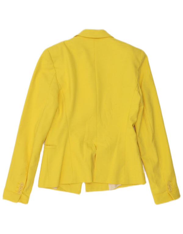 Zara Womens 1 Button Blazer Jacket UK 6 XS Yellow Polyester