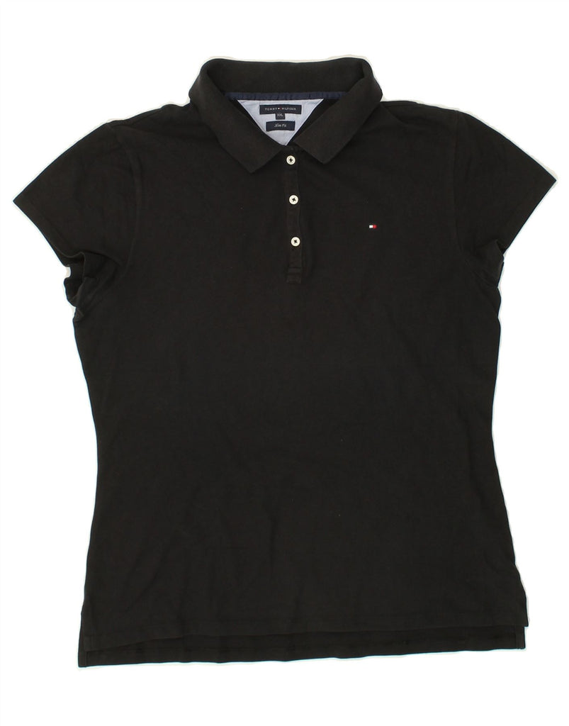 TOMMY HILFIGER Womens Slim Fit Polo shirt UK 20 2XL Black | Vintage Tommy Hilfiger | Thrift | Second-Hand Tommy Hilfiger | Used Clothing | Messina Hembry 