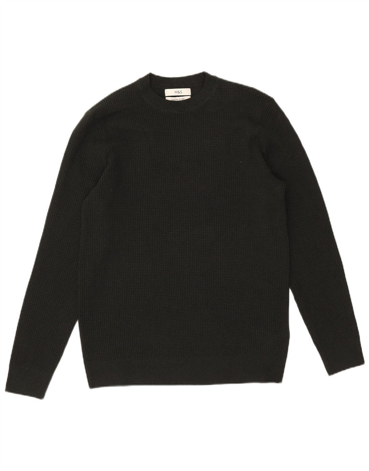 Marks & Spencer Mens Crew Neck Jumper Sweater Small Khaki Polyester