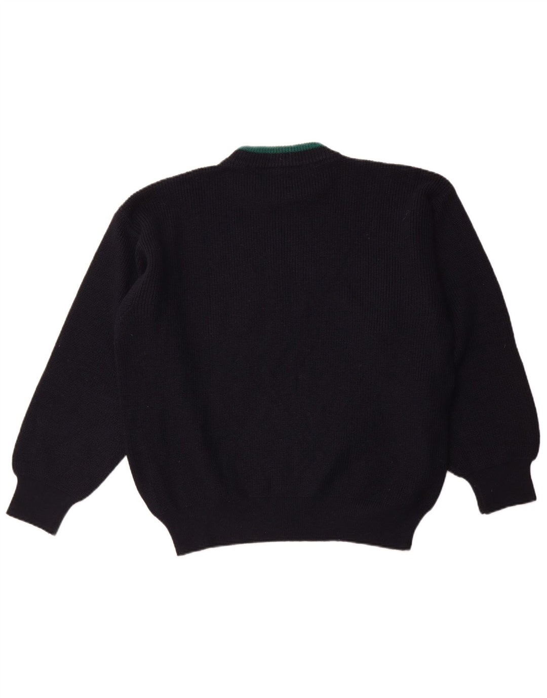 VINTAGE Mens Boat Neck Jumper Sweater XL Navy Blue Colourblock Wool