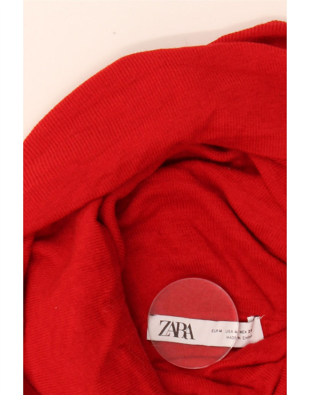 ZARA Womens Crop Roll Neck Jumper Sweater UK 12 Medium Red