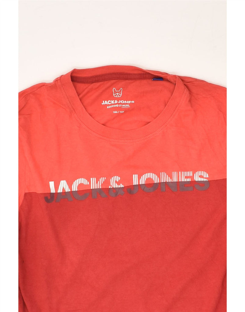 JACK & JONES Boys Graphic T-Shirt Top 13-14 Years Red Colourblock Cotton | Vintage Jack & Jones | Thrift | Second-Hand Jack & Jones | Used Clothing | Messina Hembry 