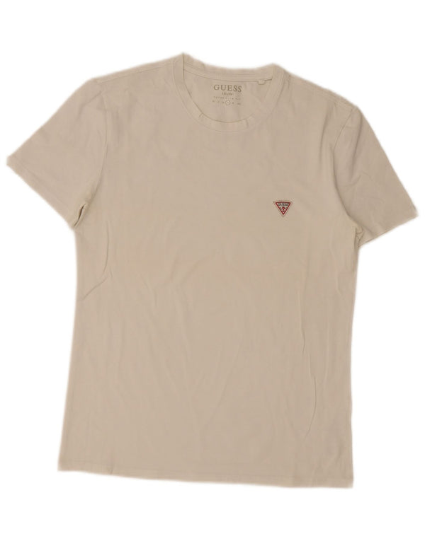 Guess Mens Super Slim Fit T-Shirt Top Large White Cotton