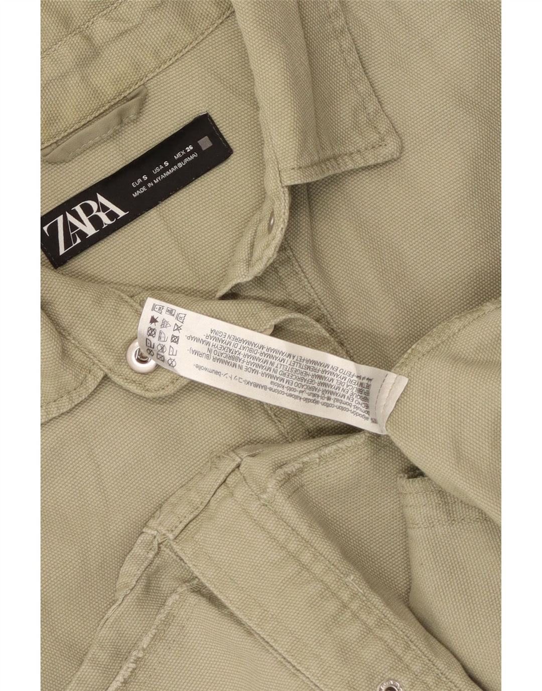 Zara Womens Oversized Shirt UK 10 Small Green Cotton
