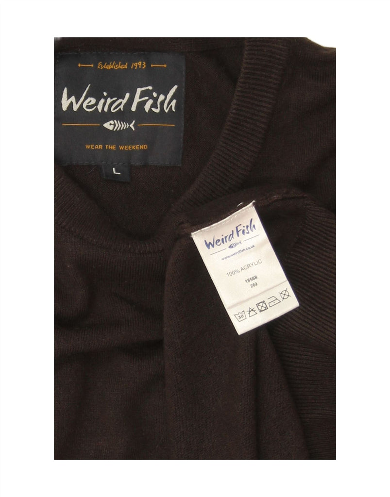 WEIRD FISH Mens Crew Neck Jumper Sweater Large Black Acrylic Vintage Weird Fish and Second-Hand Weird Fish from Messina Hembry 