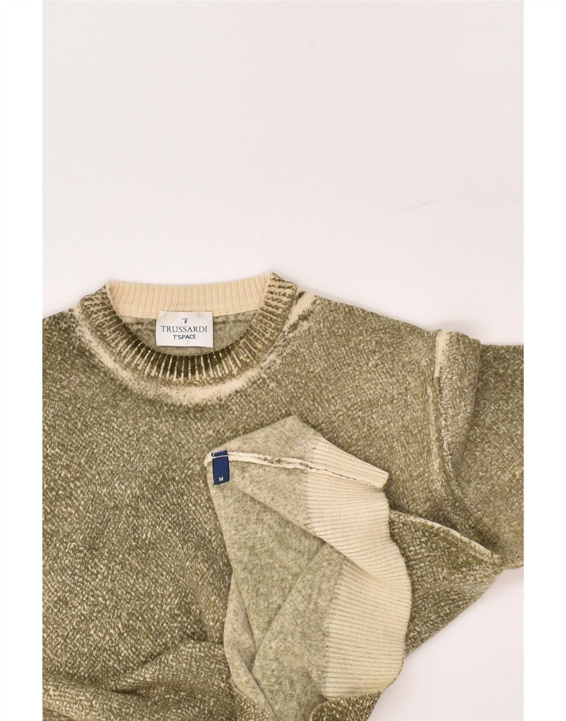 TRUSSARDI Womens Crew Neck Jumper Sweater UK 14 Medium Khaki | Vintage Trussardi | Thrift | Second-Hand Trussardi | Used Clothing | Messina Hembry 