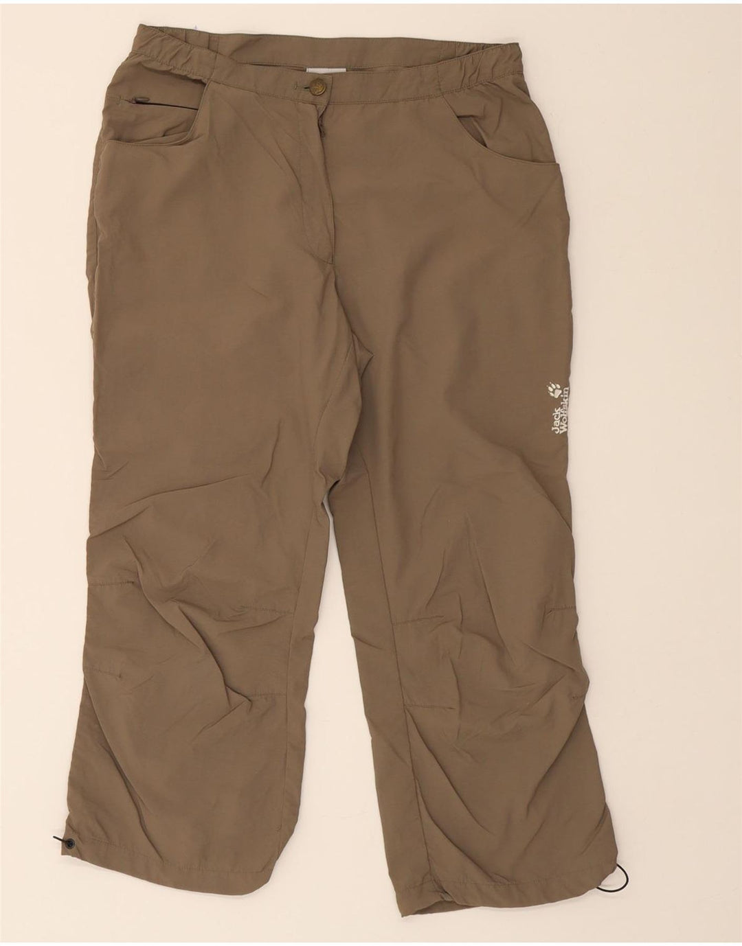 JACK WOLFSKIN Womens Hiking Capri Trousers UK 12/14 Medium  Khaki Vintage Jack Wolfskin and Second-Hand Jack Wolfskin from Messina Hembry 