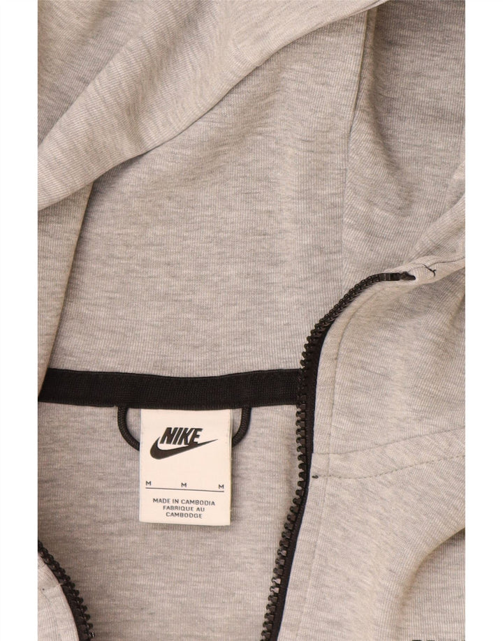 NIKE Mens Zip Hoodie Sweater Medium Grey Cotton