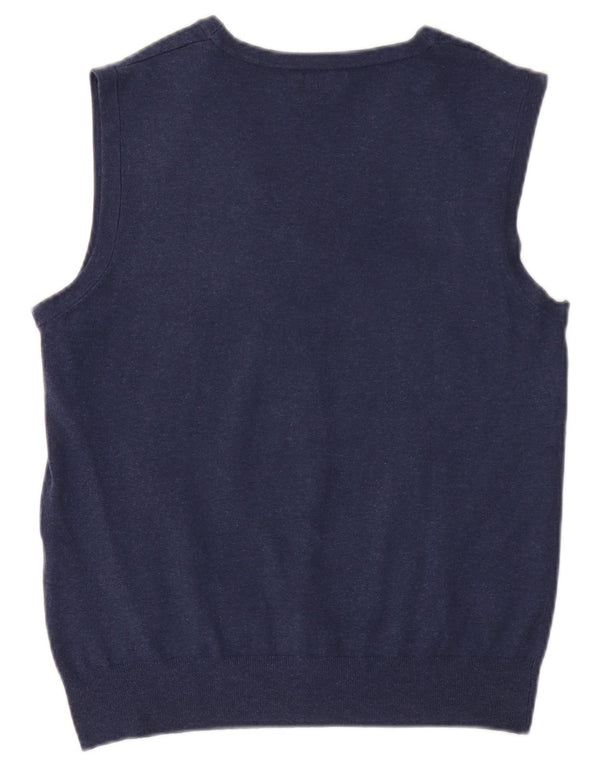 Scout Boys Sleeveless Cardigan Sweater 14-15 Years Large Navy Blue Cotton