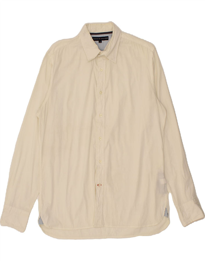 TOMMY HILFIGER Mens Shirt Medium White Cotton Vintage Tommy Hilfiger and Second-Hand Tommy Hilfiger from Messina Hembry 