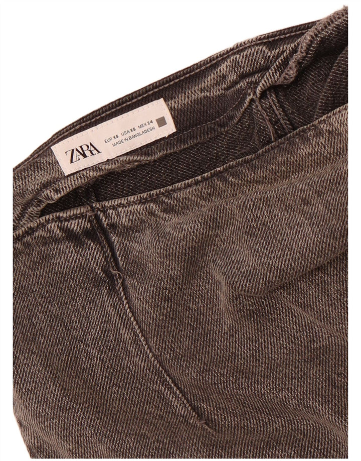 Zara Womens Denim Skirt XS W24  Grey Cotton