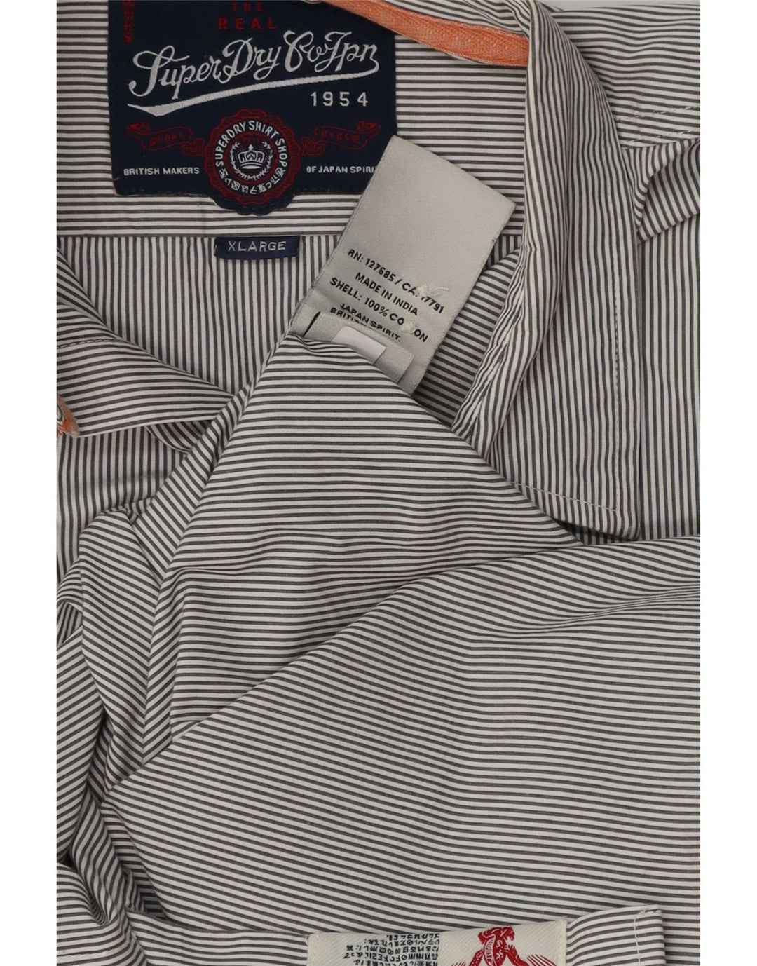 Superdry Mens Shirt XL Blue Striped Cotton