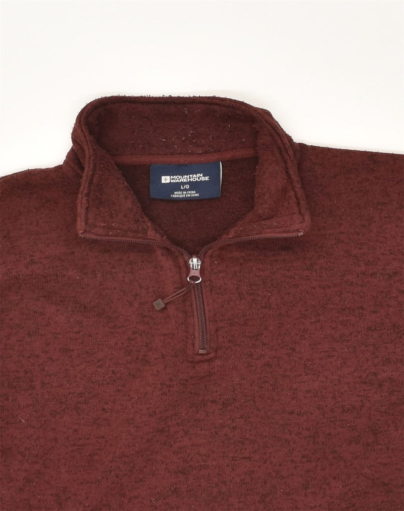 MOUNTAIN WAREHOUSE Mens Zip Neck Jumper Sweater Large Maroon | Vintage Mountain Warehouse | Thrift | Second-Hand Mountain Warehouse | Used Clothing | Messina Hembry 