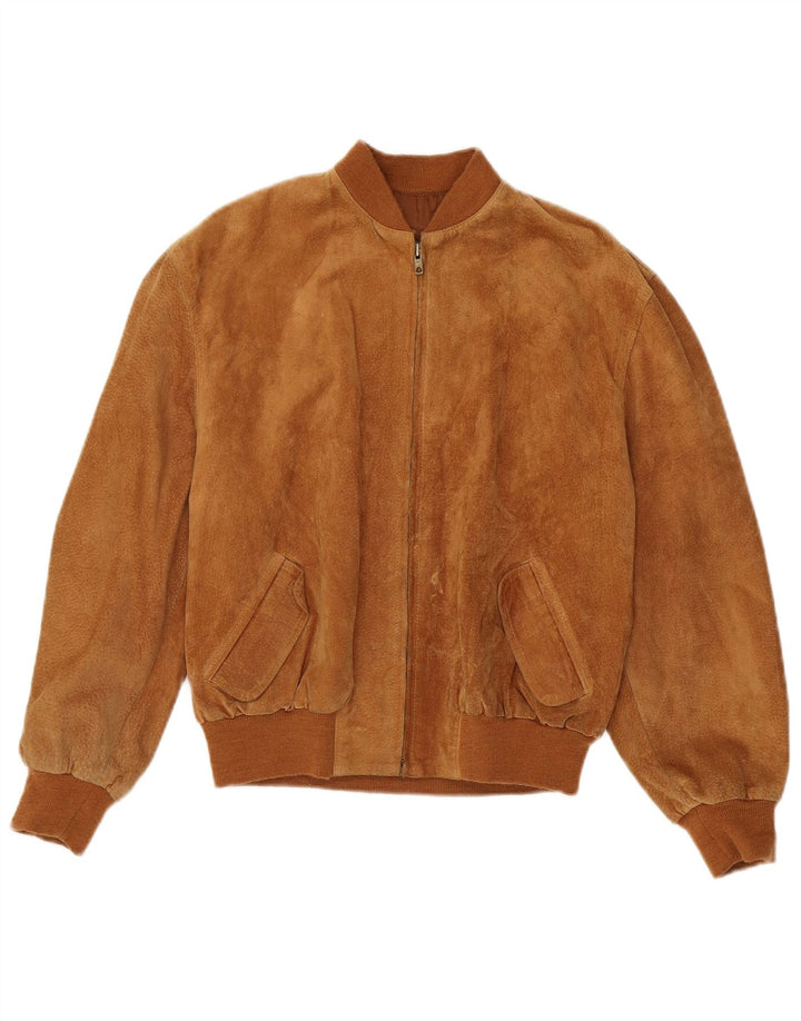 Vintage Womens Suede Jacket UK 12 Medium Brown