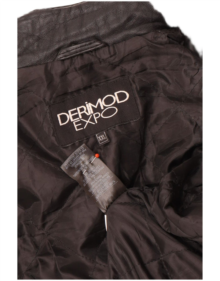 Derimod Expo Womens Leather Jacket UK 20 2XL Black Leather