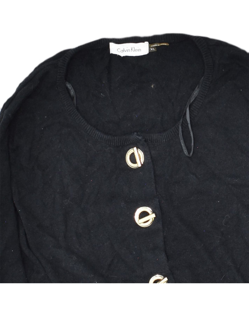 CALVIN KLEIN Womens Cardigan Sweater UK 18 XL Black Cotton | Vintage Calvin Klein | Thrift | Second-Hand Calvin Klein | Used Clothing | Messina Hembry 