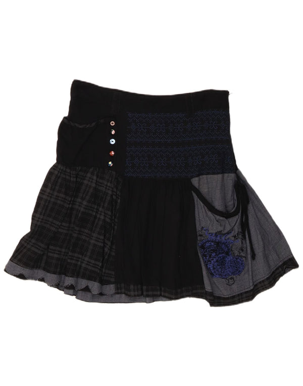 Desigual Womens Mini Skirt EU 38 Medium W30 Black Patchwork Viscose