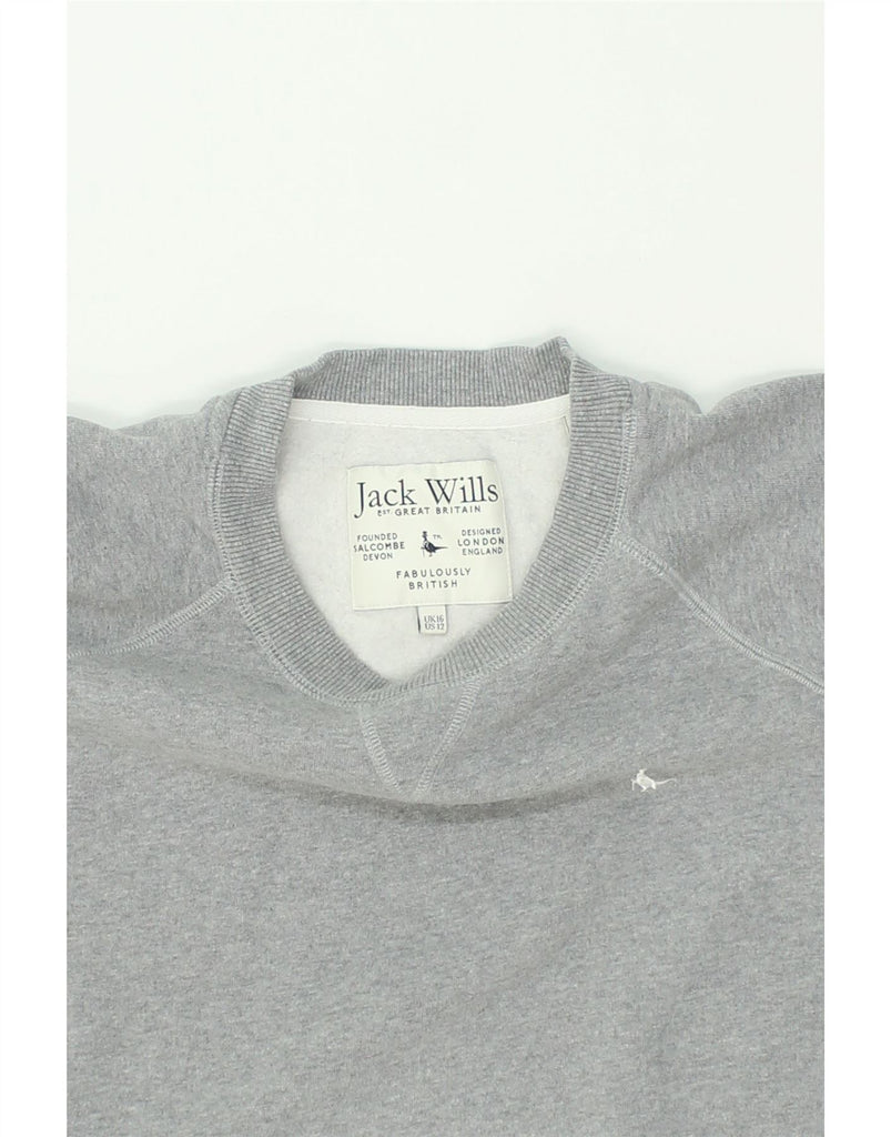 JACK WILLS Womens Oversized Sweatshirt Jumper UK 16 Large Grey Cotton | Vintage Jack Wills | Thrift | Second-Hand Jack Wills | Used Clothing | Messina Hembry 