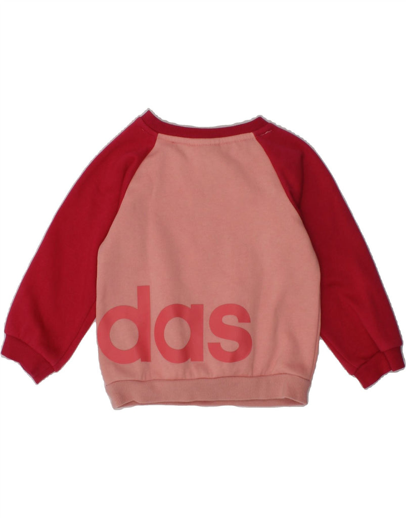 ADIDAS Baby Girls Graphic Sweatshirt Jumper 3-6 Months Red Colourblock | Vintage Adidas | Thrift | Second-Hand Adidas | Used Clothing | Messina Hembry 