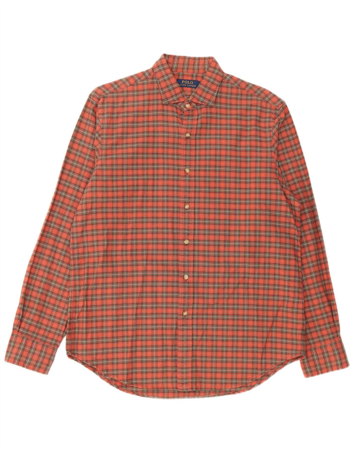 Polo Ralph Lauren Mens Shirt Large Orange Check Cotton
