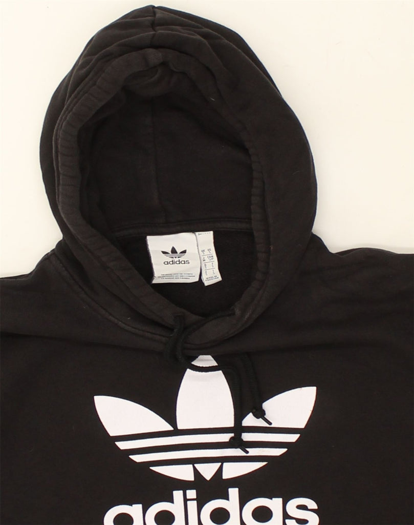 ADIDAS Mens Graphic Hoodie Jumper Small Black Cotton | Vintage Adidas | Thrift | Second-Hand Adidas | Used Clothing | Messina Hembry 