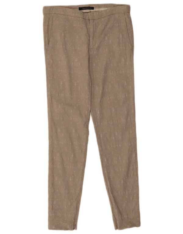 Zara Womens Slim Chino Trousers Medium W30 L28 Beige Floral