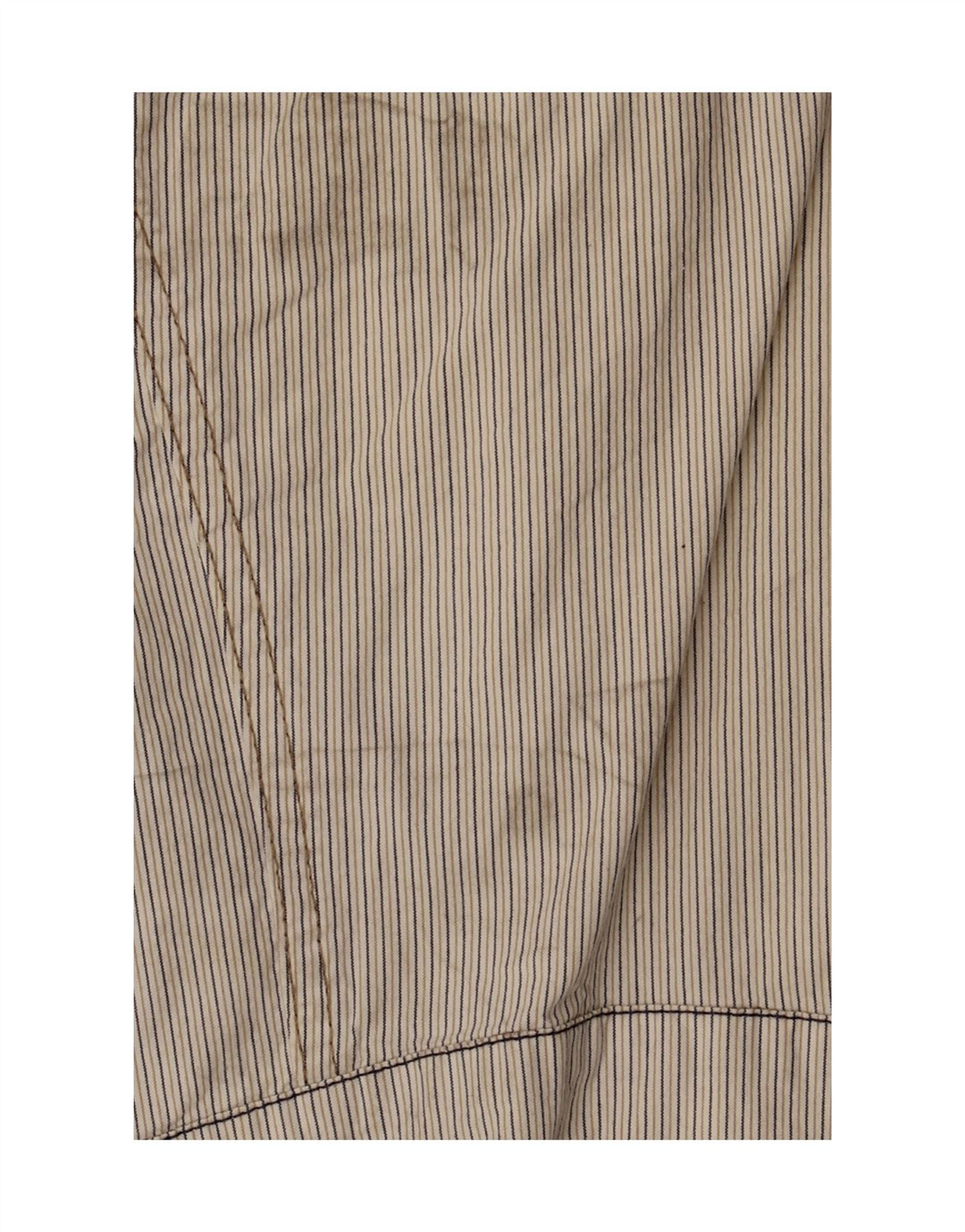 Gas Womens Crop Bomber Jacket UK 10 Small Beige Striped Cotton