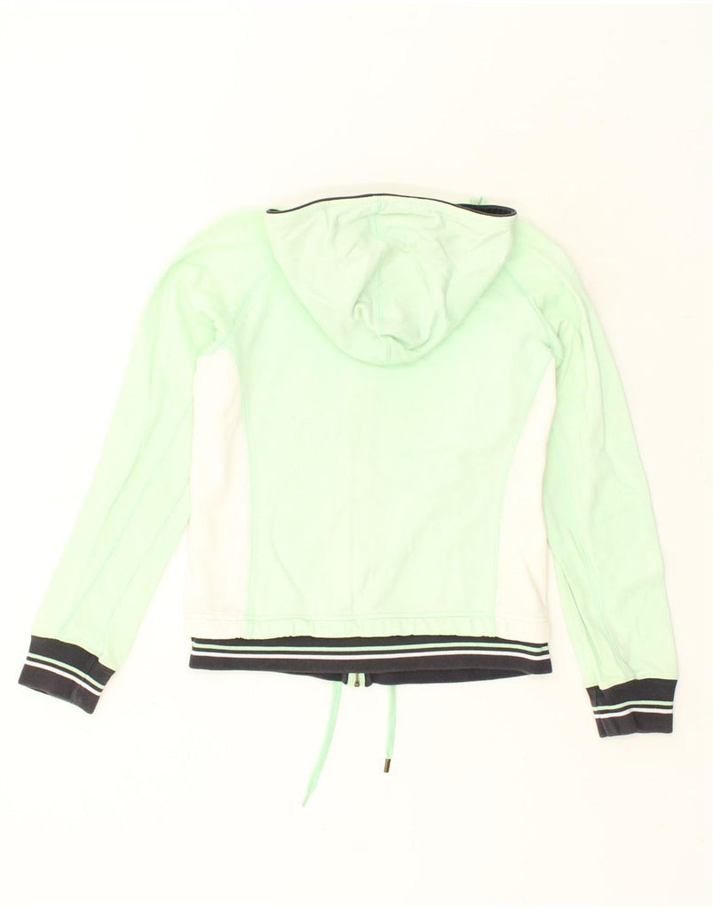 CHAMPION Womens Zip Hoodie Sweater UK 14 Medium Green Colourblock Cotton | Vintage Champion | Thrift | Second-Hand Champion | Used Clothing | Messina Hembry 