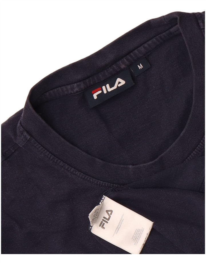 Fila Mens Graphic T-Shirt Top Medium Navy Blue Cotton