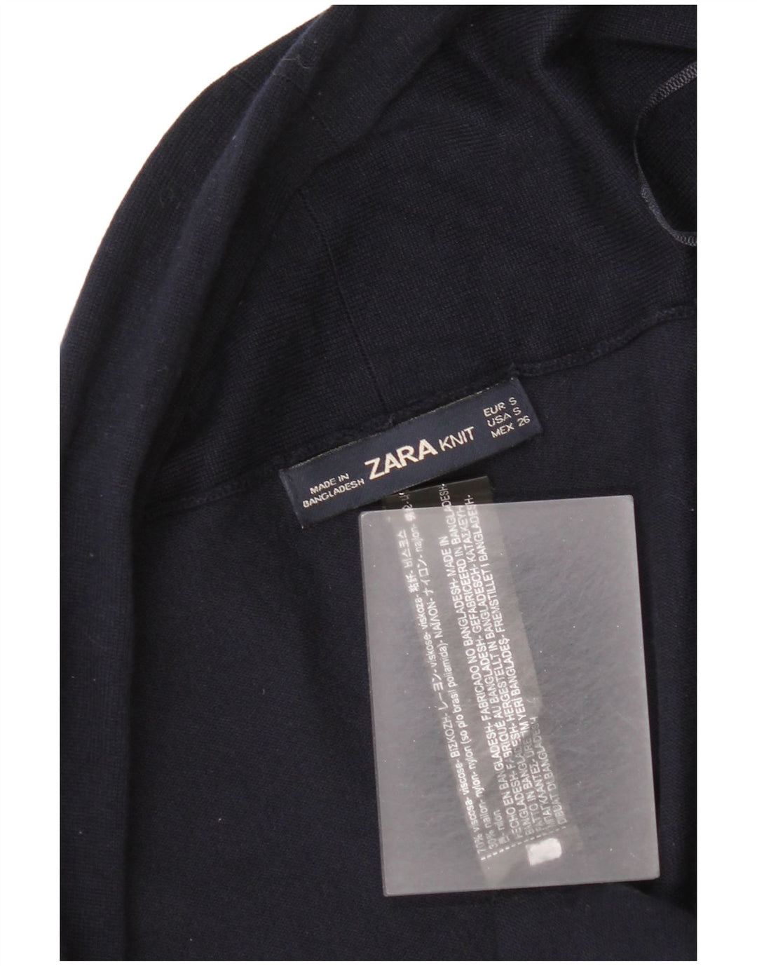 Zara Womens Open Cardigan Sweater UK 10 Small Navy Blue Viscose